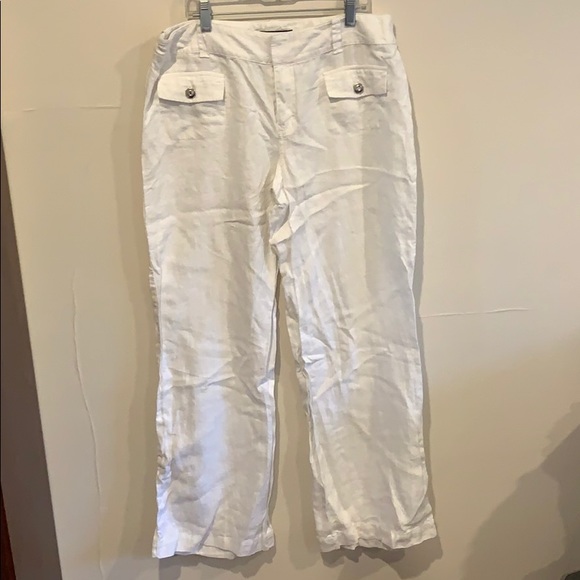INC international white linen wide leg pants sz14 - Picture 1 of 4